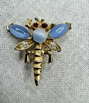 Vintage Jeweled Dragonfly Pin Brooch • $16.99