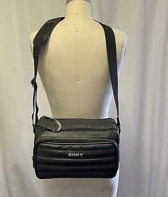 Vintage 1990s  Soft Sony Video Camcorder Camera Bag W/ Strap Black 1996 • $29.90