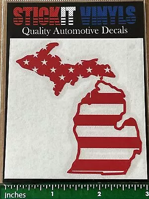 Vinyl Decal Sticker Truck Car Bottle Laptop Phone Michigan Red & White Stripes • $5