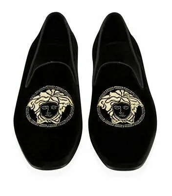 Men Handmade Shoes Velvet Embroidered Loafers Party Slipper Formal Casual Shoes • £144.99