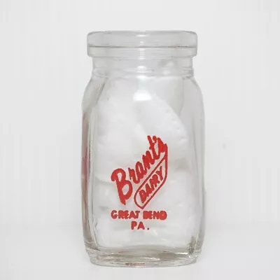 Vintage Brant's Dairy Mini Creamer Cream Bottle 2 1/4  Tall Great Bend PA • $15.16