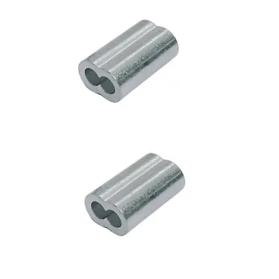 3/8  Aluminum Crimping Loop Sleeve Wire Rope Sleeves Double Barrel Ferrule 2 Pc • $8.50