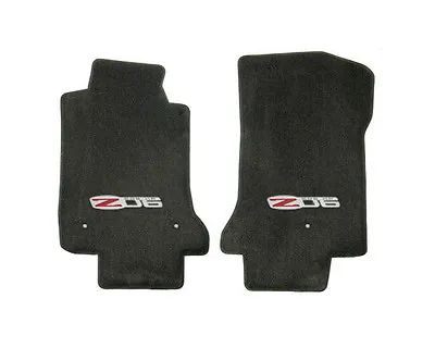 2008-2013.5 C6 Corvette Ebony Black 2pc Front Floor Mats Set - Silver Z06 Logo • $138.99