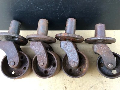 $19.95 • Buy Antique Industrial Cast Iron Piano Castors Wheels - Set Of 4