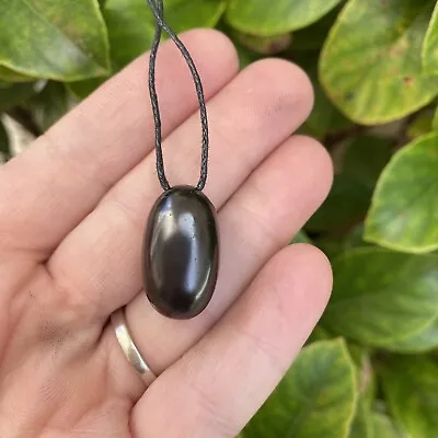 Shungite Polished Pendant - EMF Radiation Protection (OVAL BEAD) • $17.50