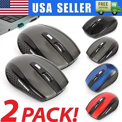 2 Wireless Optical Mouse Mice 2.4GHz USB Receiver For Laptop PC Computer DPI USA • $5.89