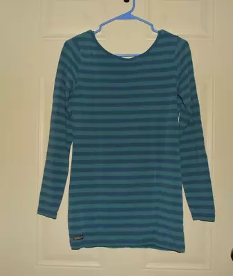 Matilda Jane Secret Fields Lola Green & Blue Striped Long Sleeve Tunic Sz M GC! • $14