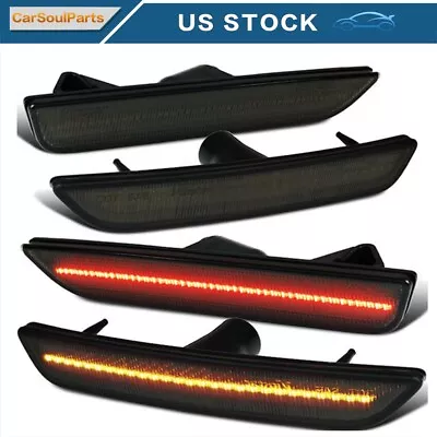 FOR Ford 2010-2014 Mustang Smoked Lens Front & Rear LED Side Marker Lights 4PCS • $35.89