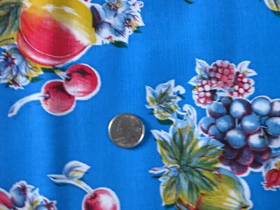 BLUE PEAR APPLE VINYL OILCLOTH TABLECLOTHS DINING KITCHEN PATIO 6 SIZE 48x48-108 • $16.90