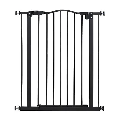 74-80cm Adjustable Metal Pet Gate Safety Barrier W/ Auto-Close Door Black • £33.57