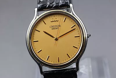 [Near MINT] SEIKO CREDOR 8J81-6B00 18KT Gold Dial Quartz Men's Watch From JAPAN • $353.42