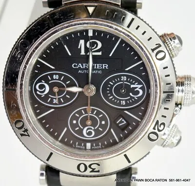 Cartier Pasha Seatimer Chronograph Automatic Men's Watch W31088U2 READ Descrip • $3250