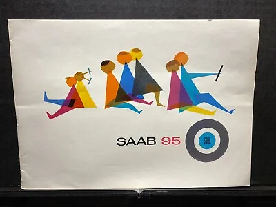 Original Car Dealership Brochure Vintage Saab 95 Station Wagon Blue • $10