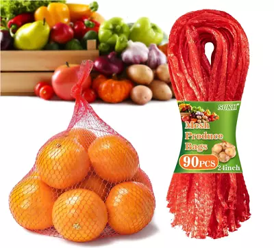 Sukh 90PCS Mesh Produce Bags - 24Inch Mesh Vegetable Bags Onion Storage Bags Net • $12.20