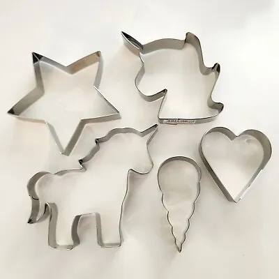 $2.95 • Buy Unicorn Themed Stainless Steel Cookie Cutters 5pcs