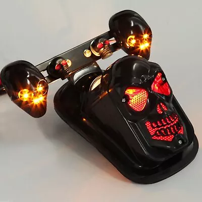 Black Skull Motorcycle Rear Brake Stop Tail Light + LED Turn Signals For Harley • $23.99