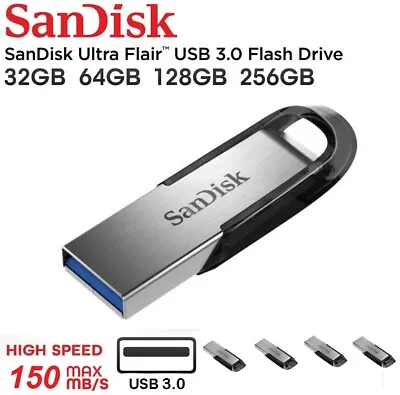 SanDisk Ultra Flair USB 32GB 64GB 128GB 256GB 3.0 Flash Drive Memory Stick Pen • £10.95