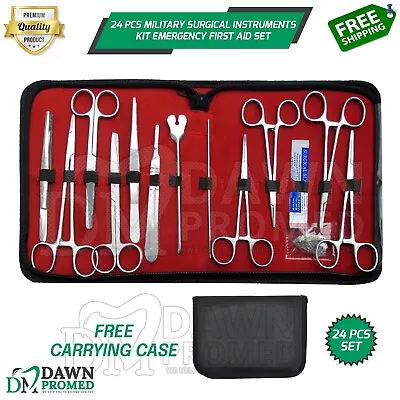 24 Pcs Military Surgical Instruments Kit Emergency First Aid Set With FREE Case • $16.90