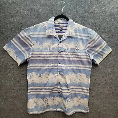 Volcom Shirt Mens L Blue White Floral Button Up Short Sleeve  • $14.99