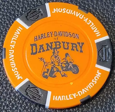 DANBURY HD (Design 1) CONNECTICUT (Orange/Black) Harley Davidson Poker Chip • $6.49