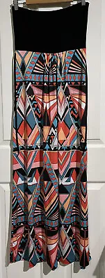 Boohoo BNWT Lucy Geo Print Bandeau Maxi Strapless Dress Size AUS16/US12 • $35