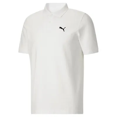 Puma Essentials Pique Small Logo Short Sleeve Polo Short Mens White Casual 67910 • $14.99