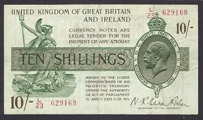 GB KGV - 1922 FISHER T30 - 10s TEN SHILLINGS TREASURY BANKNOTE - COLLECTABLE • £26