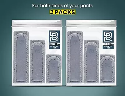 BeltBro 2 Packs - No Buckle Elastic Belt Mens - Gray Fits 1.5 Inch Belt Loops • $26.10