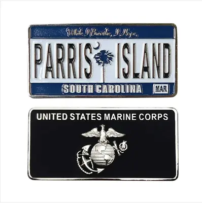 Genuine U.s. Marine Corps Coin: 1.25  License Plate Parris Island • $16.75