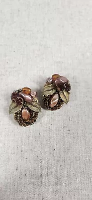 Gorgeous Vintage Unsigned Miriam Haskell Cluster Clip On Earrings • £8.03
