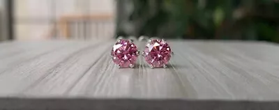 2.5Ct Round Cut Lab Created Pink Sapphire Stud Earrings 14k White Gold Plated • $65.09