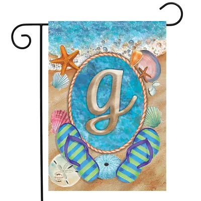 Summer Monogram Letter G Garden Flag Flip Flops Seashells 12.5  X 18  • $6.99