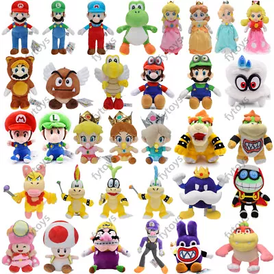 Super Mario Bros Plush Toys Mario Luigi Yoshi Peach Koopa Troop Stuffed Dolls • $18.36