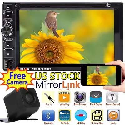 6.2 Inch 2 DIN Car CD DVD Player Bluetooth Stereo Radio HD MirrorLink-GPS+Camera • $113.29