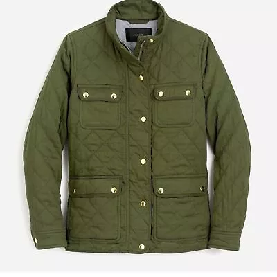 J. Crew Women’s Quilted Green Full Zip Downtown Field Jacket- Size Medium • $68