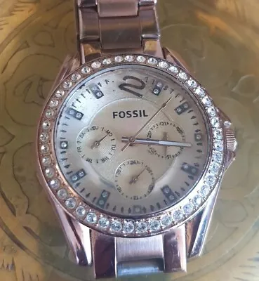 Fossil Women’s Stainless Steel Crystal Accented Rose Gold Watch • $35