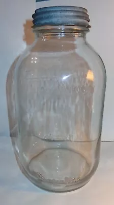 Vintage Duraglas Clear Glass Half Gallon Size Canning? Pickle? Jar Ball Zinc Lid • $14.95