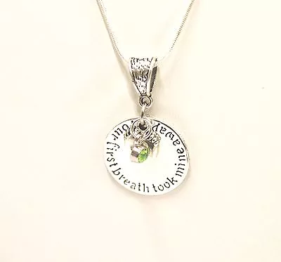 Mother's Birthstone Pendant On Sterling Silver Chain Your First Breath • $19.95