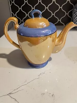 Vintage Japan Blue & Orange Lusterware Teapot • $14.50