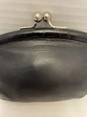 COACH VINTAGE BLACK/RED LEATHER KISSLOCK COIN PURSE With Hang Tag • $125