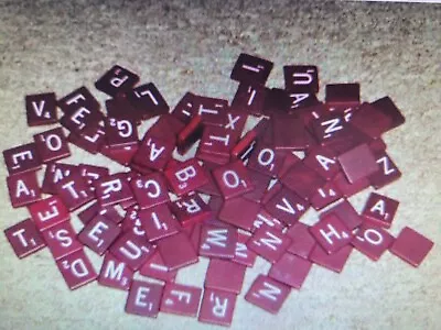 100 Scrabble Tiles Maroon Red Replacement Set Or Crafts - COMPLETE SET + BLANKS • $14.99