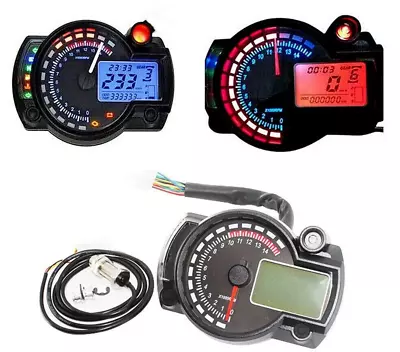 Motorcycle Speedometer Gauge Universal LCD Digit Tachometer Odometer 15000 RMP • $32.75