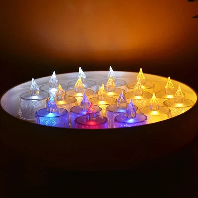 £8.99 • Buy 24X LED Colour Changing Flickering Mood Tea Lights Flameless Battery Operated