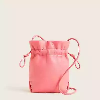 J.CREW Lisbon Leather Drawstring Bag NWT Brilliant Coral $118 • $69.99