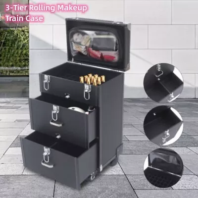 Professional Rolling Makeup Train Case Cosmetic Trolley Makeup Storage Organizer • $65.80
