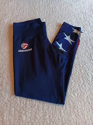 Adidas Leggings Pants Women's Large Adult USA Volleyball Casual Blue Outdoors • $19.74