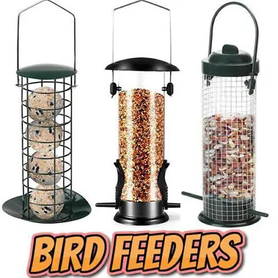 Wild Bird Hanging SEED Or NUT Feeder Fat Ball Feeders With Hook Garden Decor • £5.99