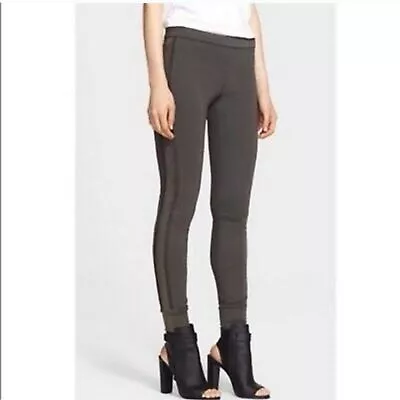 New! Vince Leggings Leather Piped Pants Skinny Stretch Legging Pull On Gray XS • $48