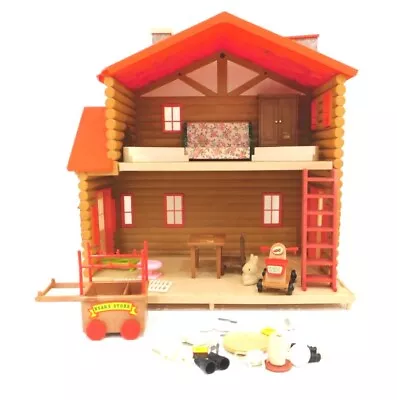 Calico Critters Vtg Bandai Maple Town Log Cabin Bear's Store & Accessory Lot Set • $78.99