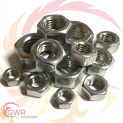 M3 M4 M5 M6 M8 M10 M12 Hexagon Full Nuts A4 Marine Grade 316 Stainless Steel Mm • £180.95